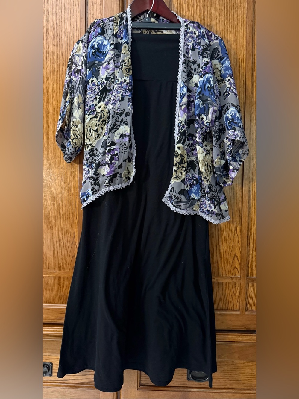 Lily White Floral Open-Front Sheer Kimono Strapless Tube Dress 2 Piece Set Boho